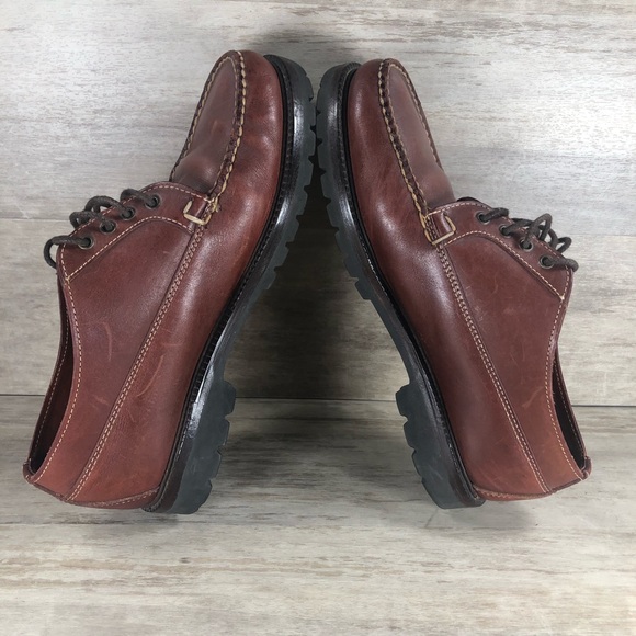 LL Bean Leather Derby Shoe Vibram Gumlite Lug Sole Brown Men 10 - Picture 7 of 11